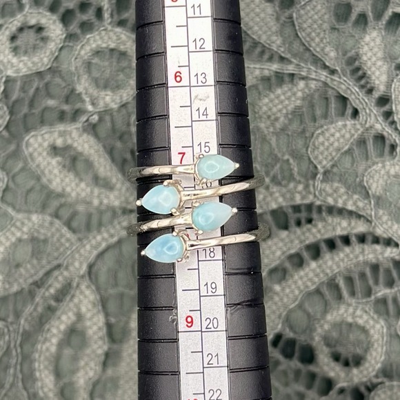 Natural Larimar Ring Multi Stone Ring- Size 8 - Picture 1 of 8